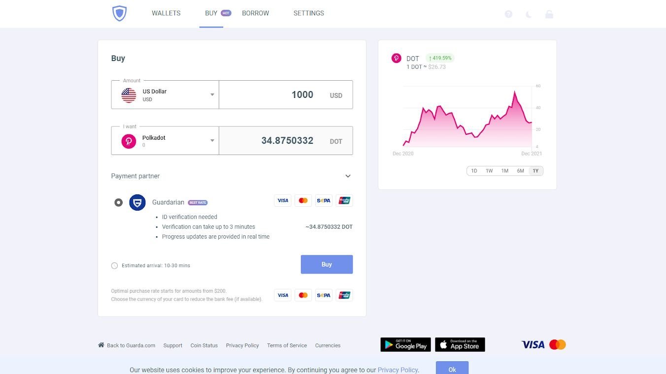 DOT wallet screenshot