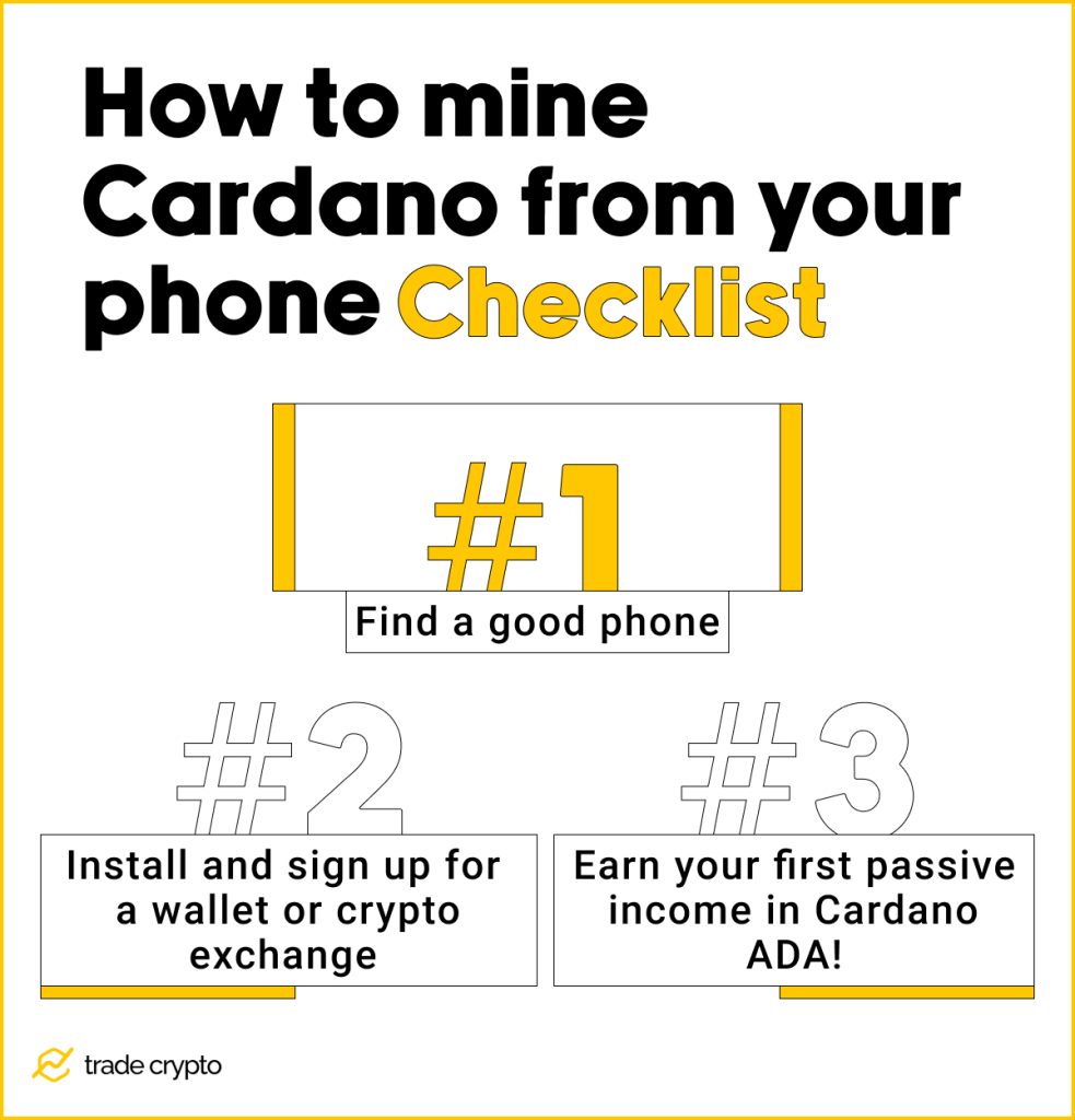 How to mine Cardano from your phone checklist 