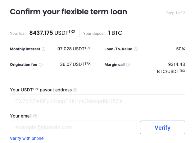 Confirm your flexible term loan, step 1