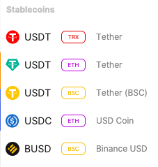 list of stablecoins for loans