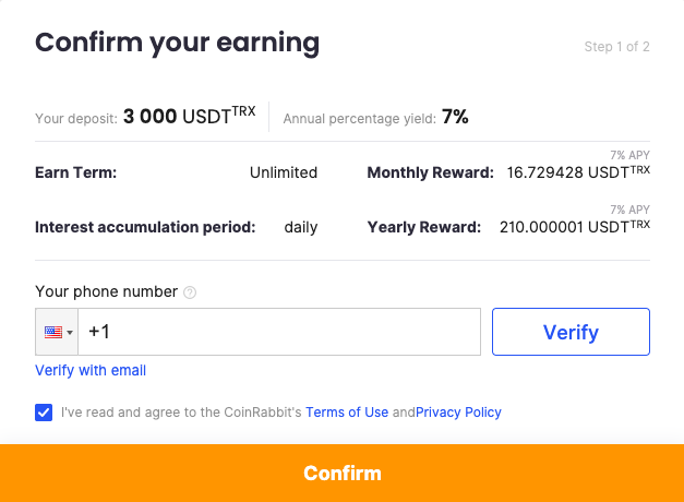 Confirm your earning